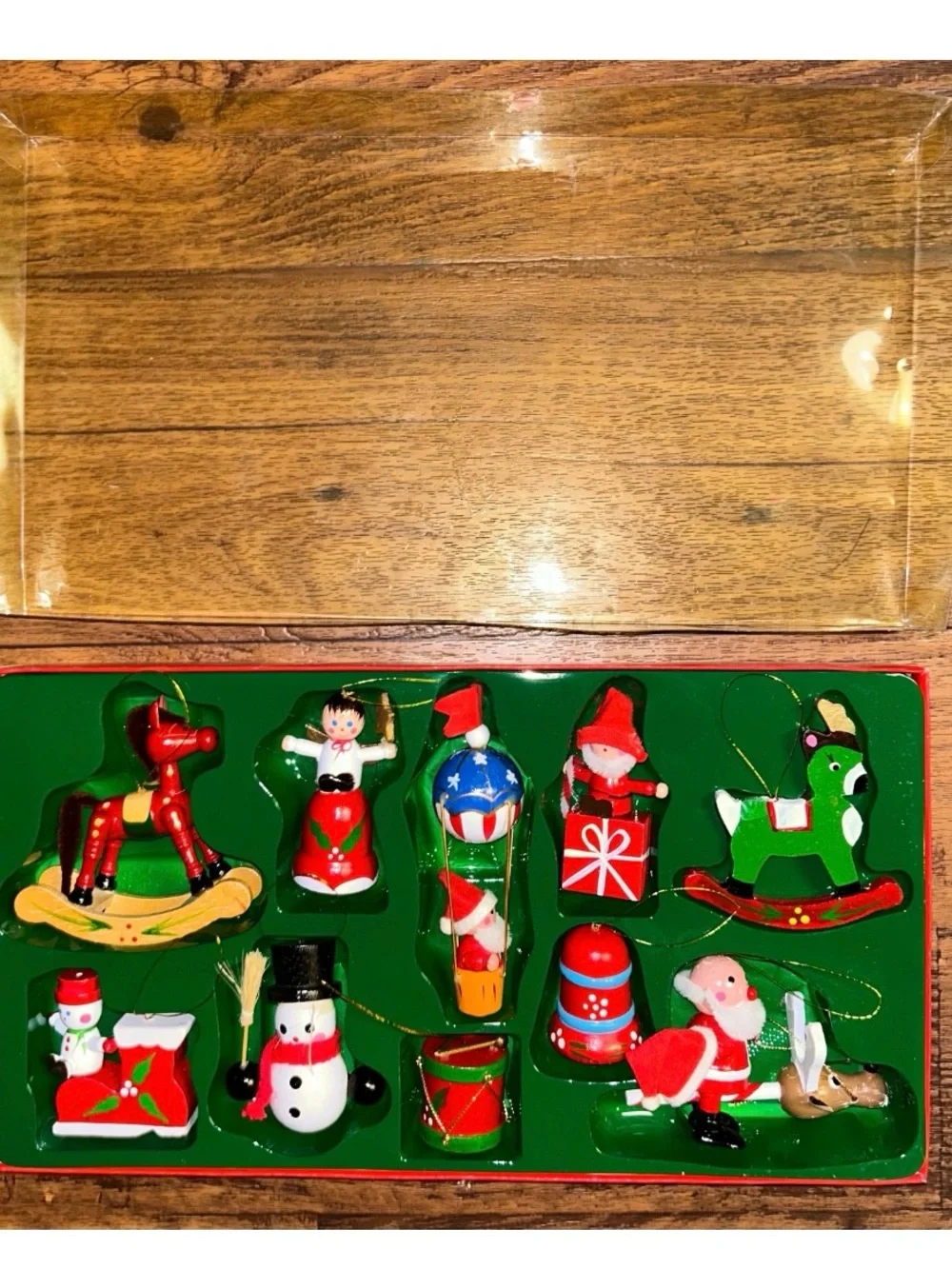 The Christmas Collection ~ Vtg (1985) ~ 10 Pieces Wood Hand Painted Ornament New